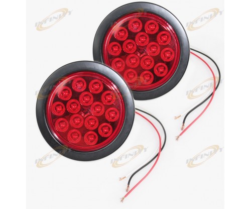 1 PAIR 4" Round 15 LED Signal Stop Turn Tail Light Flange Mount Kits 12v 24v